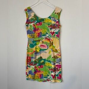 Jams World Tropical Fruit Mini Dress Sleeveless Rayon 9